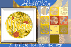 Sunflower Mama 3D Shadowbox Layered Papercut SVG Bundle 1 - CraftNest - Digital Crafting and Art