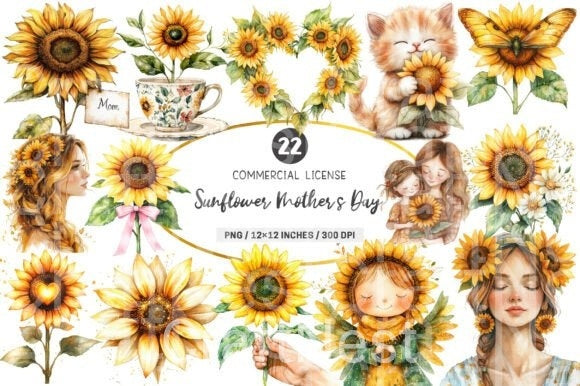 Sunflower Mother's Day Clipart Bundle 88 - CraftNest - Digital Crafting and Art