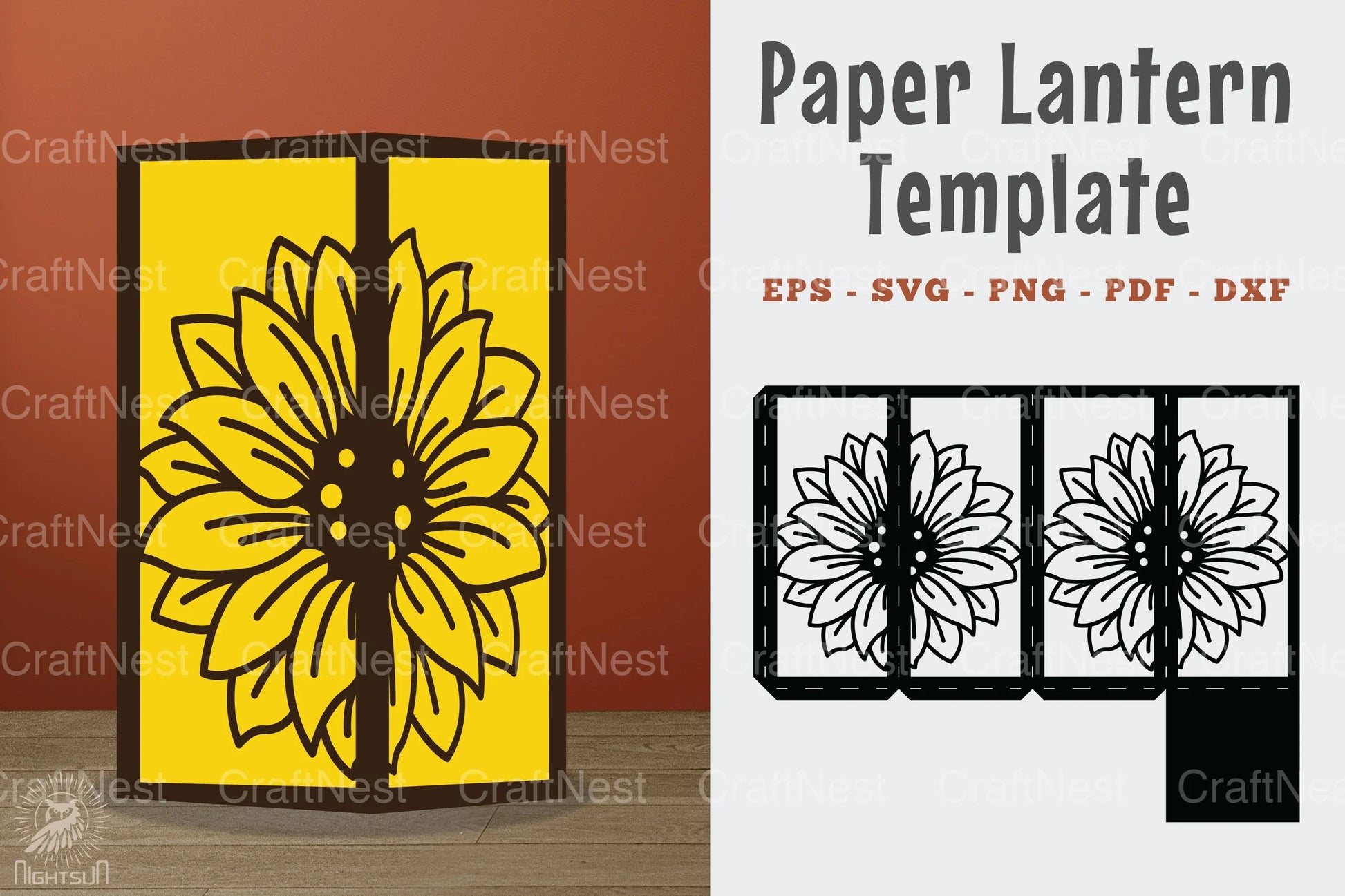 Sunflower Papercut Lantern Template SVG Bundle - CraftNest - Digital Crafting and Art