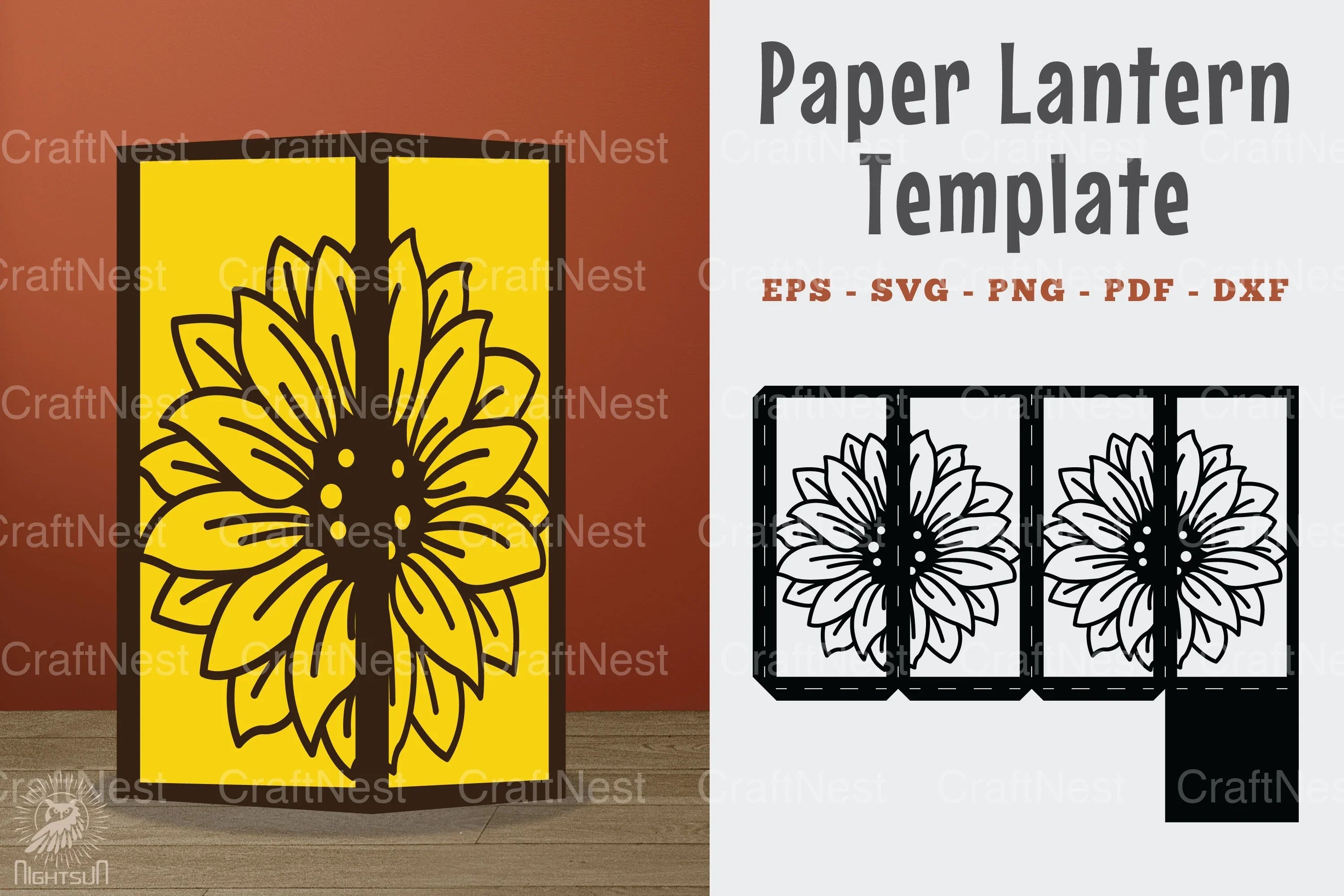 Sunflower Papercut Lantern Template SVG Bundle - CraftNest - Digital Crafting and Art