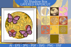 Sunflower Butterfly 3D Shadowbox Papercut SVG Bundle - CraftNest - Digital Crafting and Art