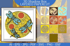 Sunflower Dragonfly 3D Shadowbox Papercut SVG Bundle - CraftNest - Digital Crafting and Art