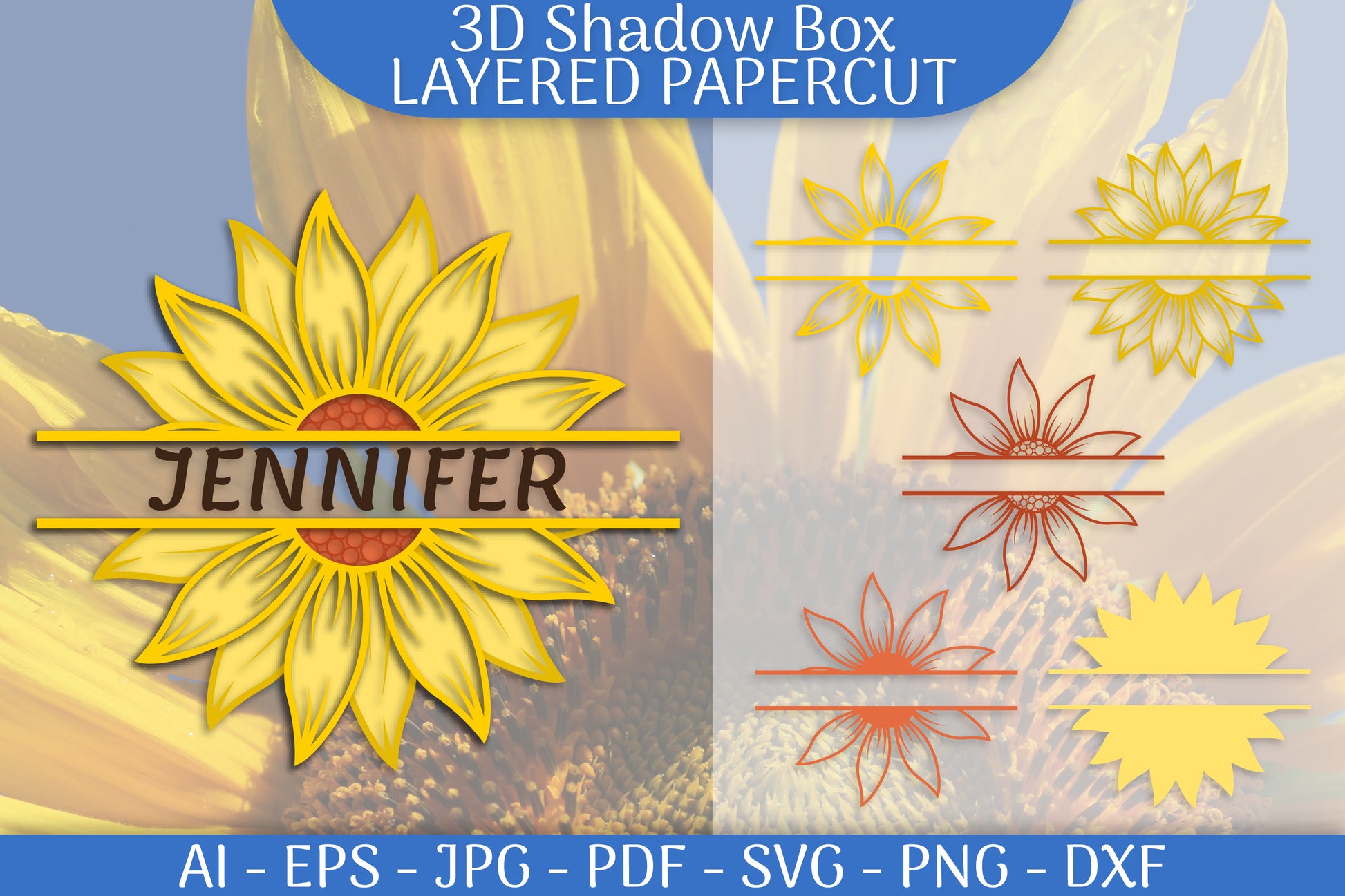 Sunflower 3D Shadowbox Layered Papercut SVG Bundle - CraftNest - Digital Crafting and Art