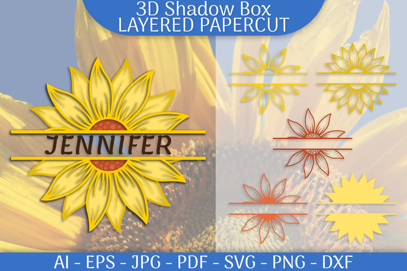 Sunflower 3D Shadowbox Layered Papercut SVG Bundle - CraftNest - Digital Crafting and Art