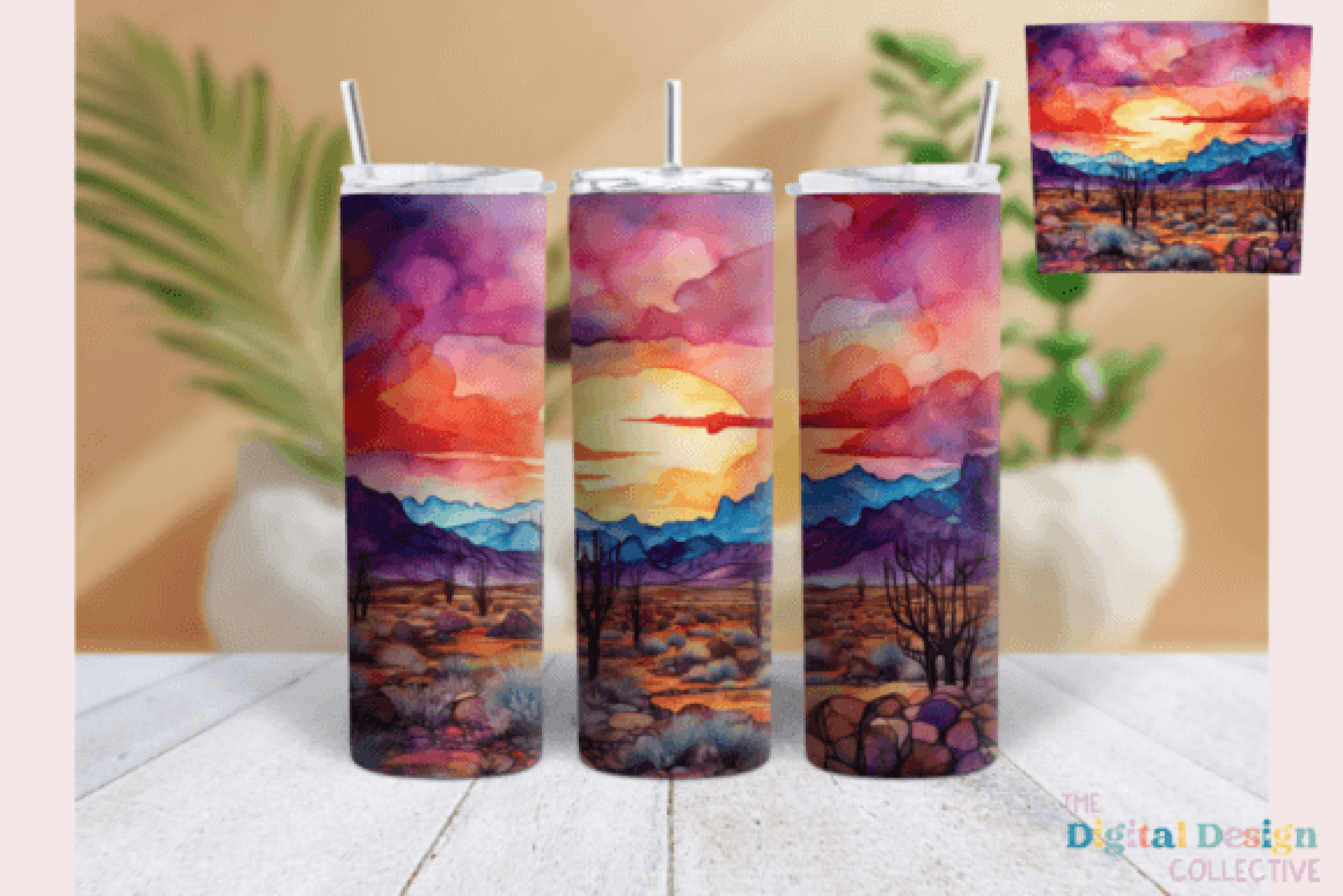 Sunset Desert Landscape Tumbler Wrap Bundle - CraftNest - Digital Crafting and Art
