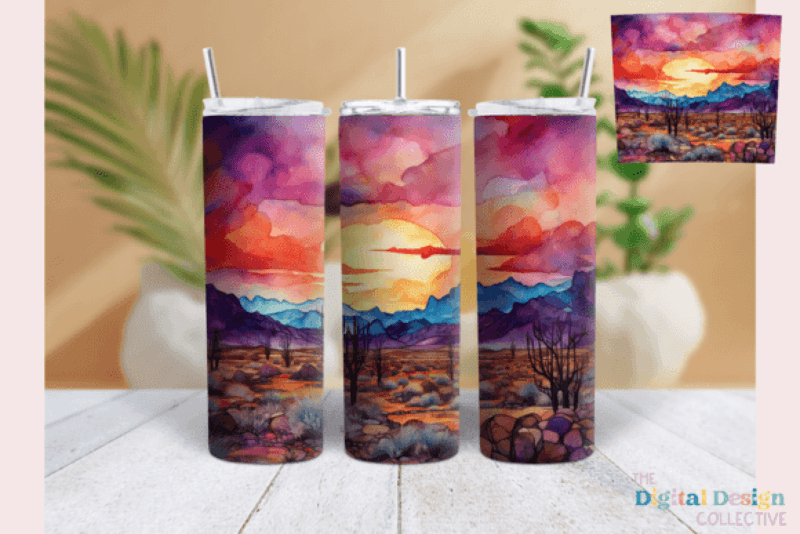 Sunset Desert Landscape Tumbler Wrap Bundle - CraftNest - Digital Crafting and Art
