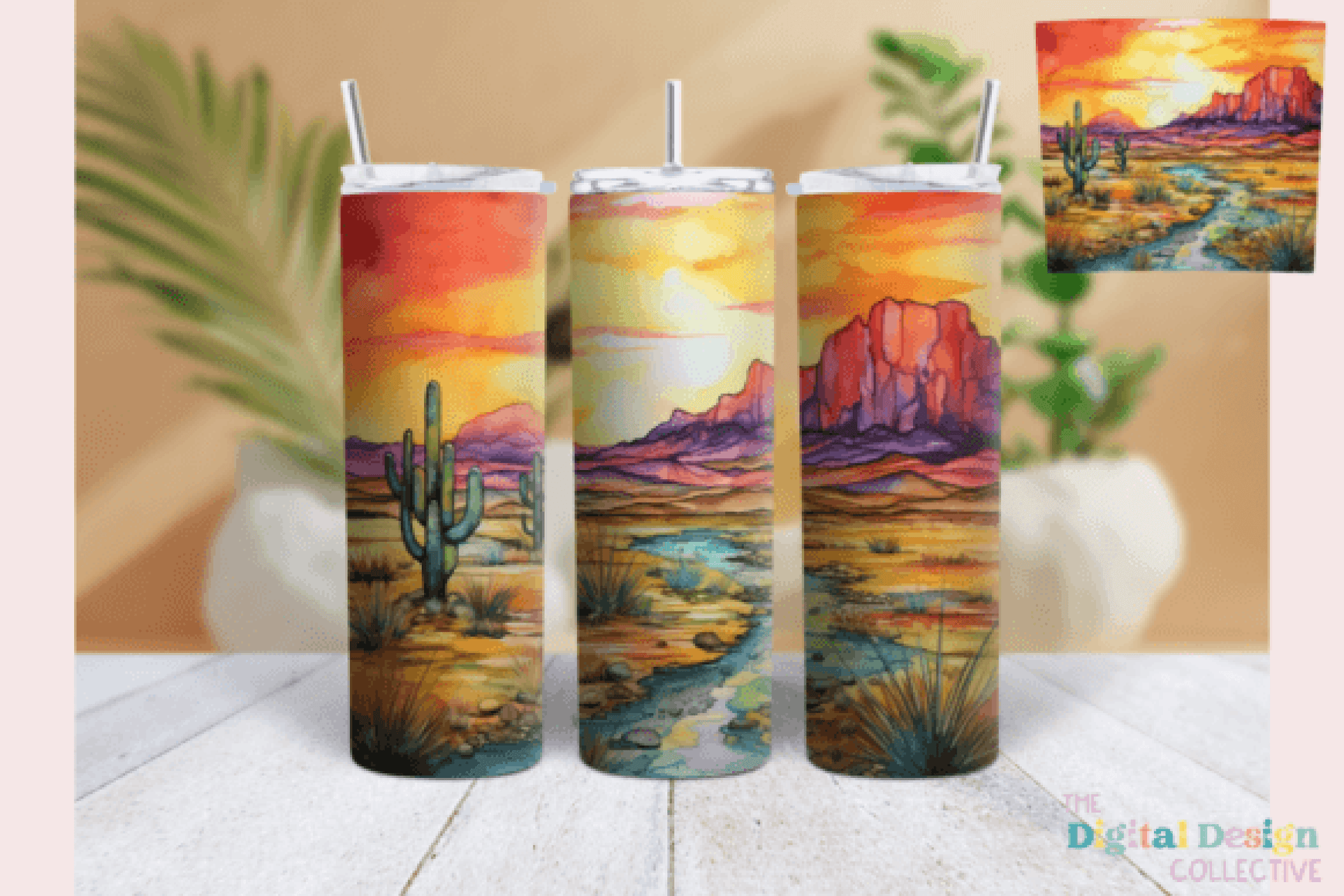 Sunset Desert Landscape Tumbler Wrap Bundle - CraftNest - Digital Crafting and Art