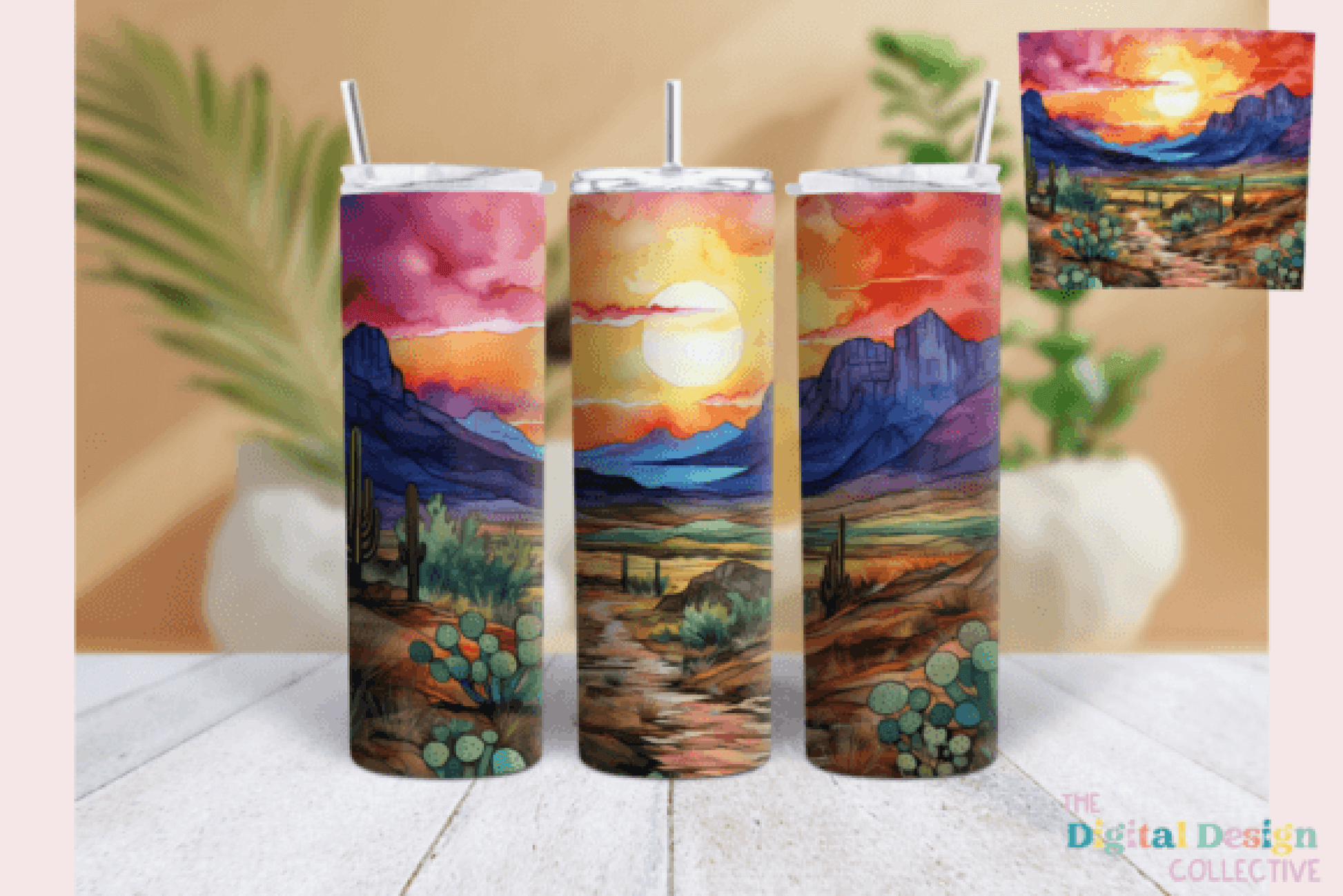Sunset Desert Landscape Tumbler Wrap Bundle - CraftNest - Digital Crafting and Art