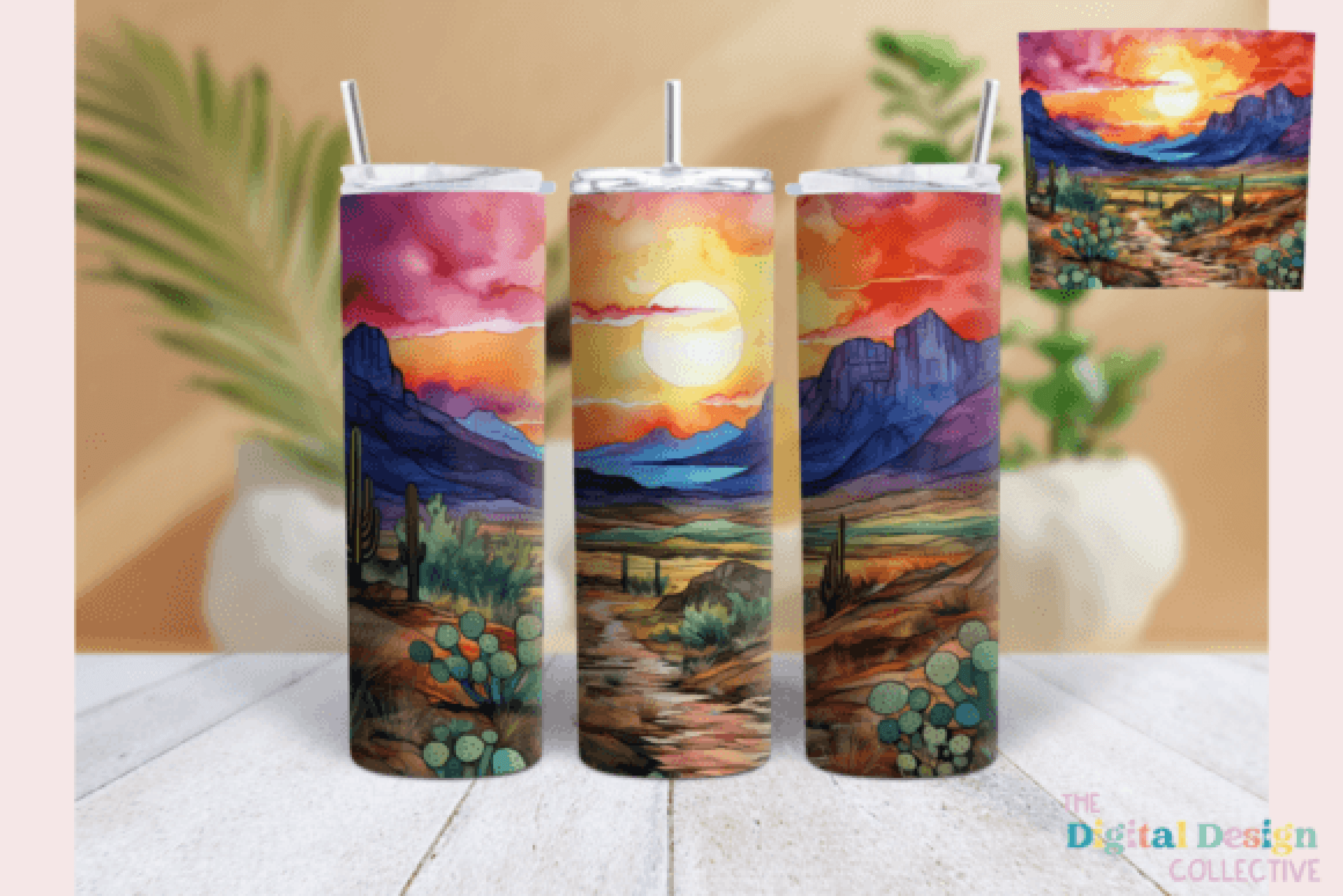 Sunset Desert Landscape Tumbler Wrap Bundle - CraftNest - Digital Crafting and Art
