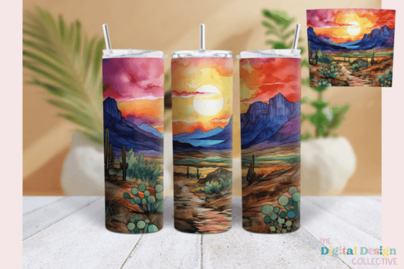 Sunset Desert Landscape Tumbler Wrap Bundle - CraftNest - Digital Crafting and Art
