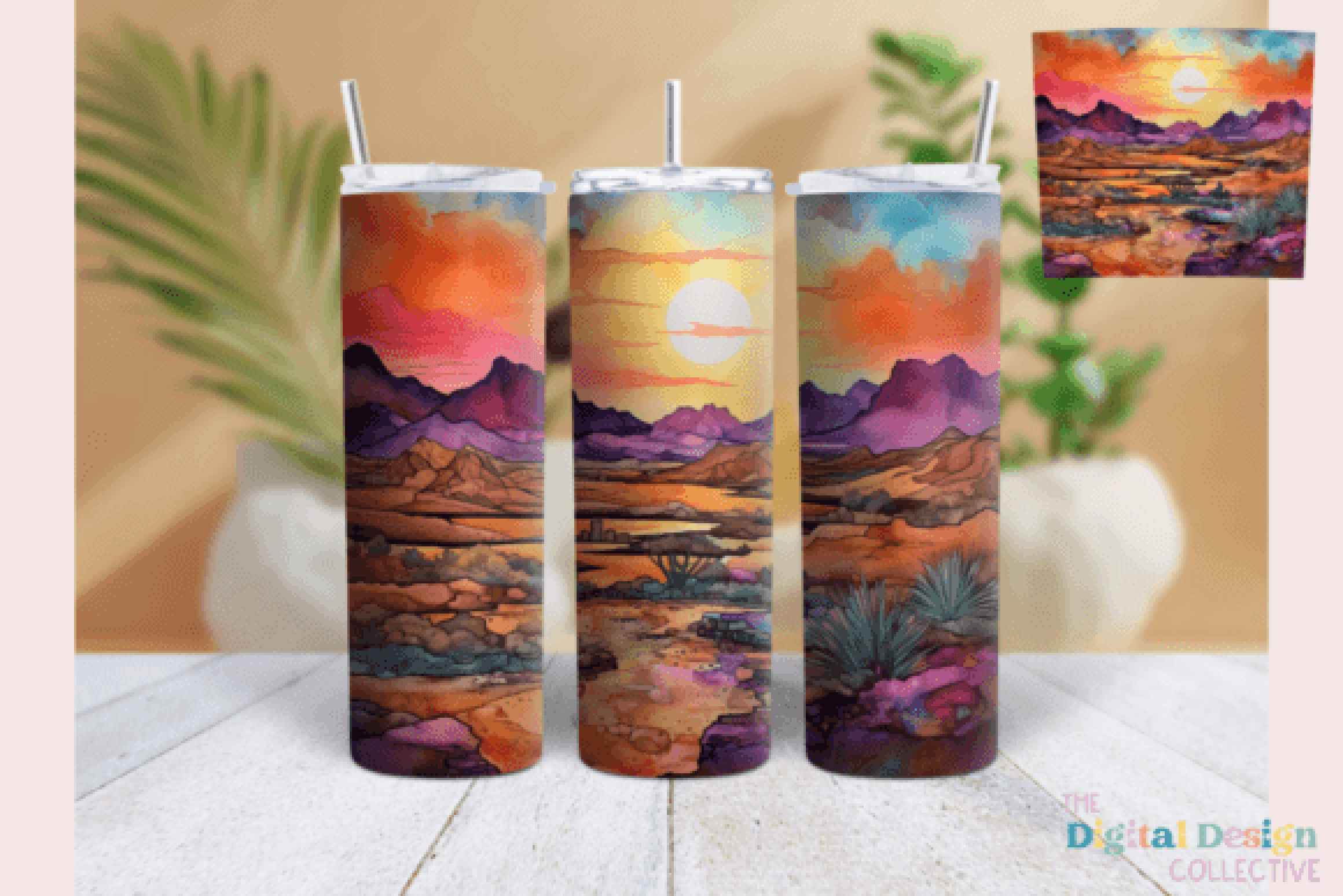 Sunset Desert Landscape Tumbler Wrap Bundle - CraftNest - Digital Crafting and Art