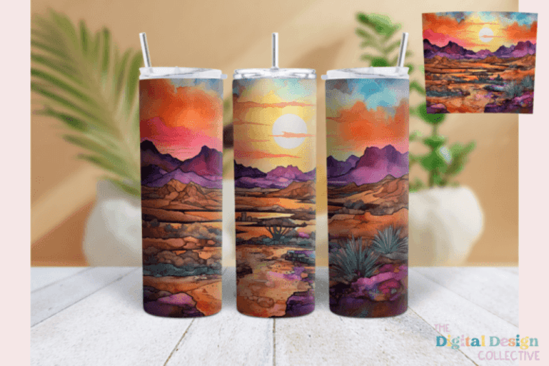 Sunset Desert Landscape Tumbler Wrap Bundle - CraftNest - Digital Crafting and Art