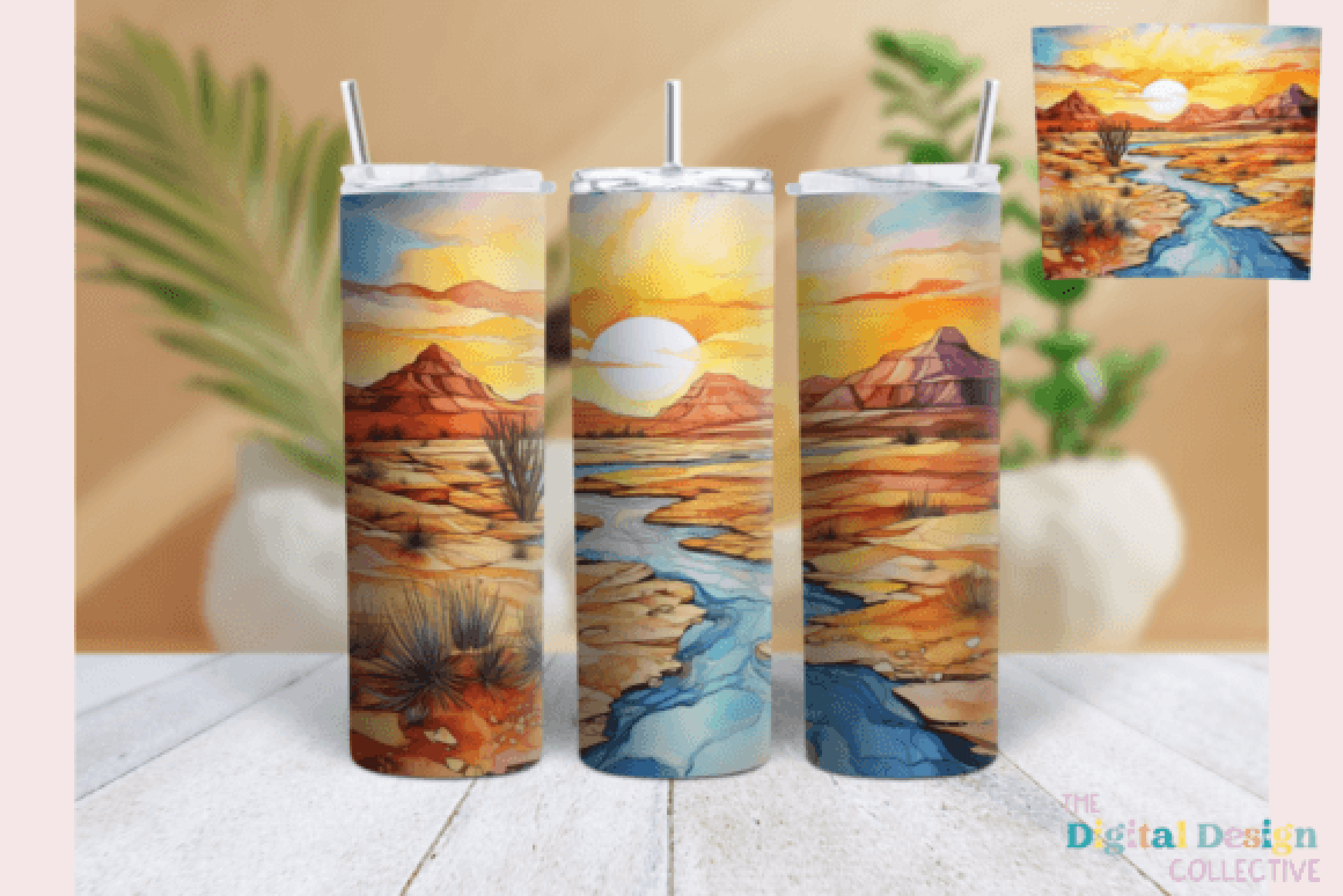 Sunset Desert Landscape Tumbler Wrap Bundle - CraftNest - Digital Crafting and Art