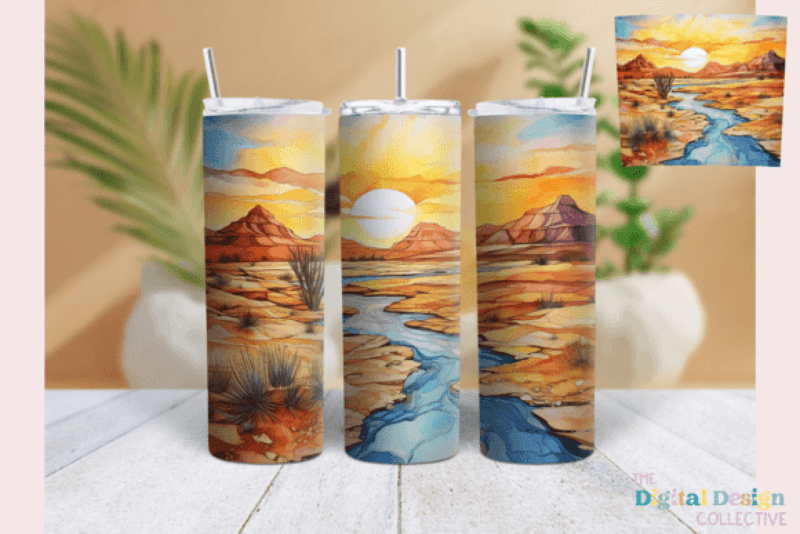 Sunset Desert Landscape Tumbler Wrap Bundle - CraftNest - Digital Crafting and Art