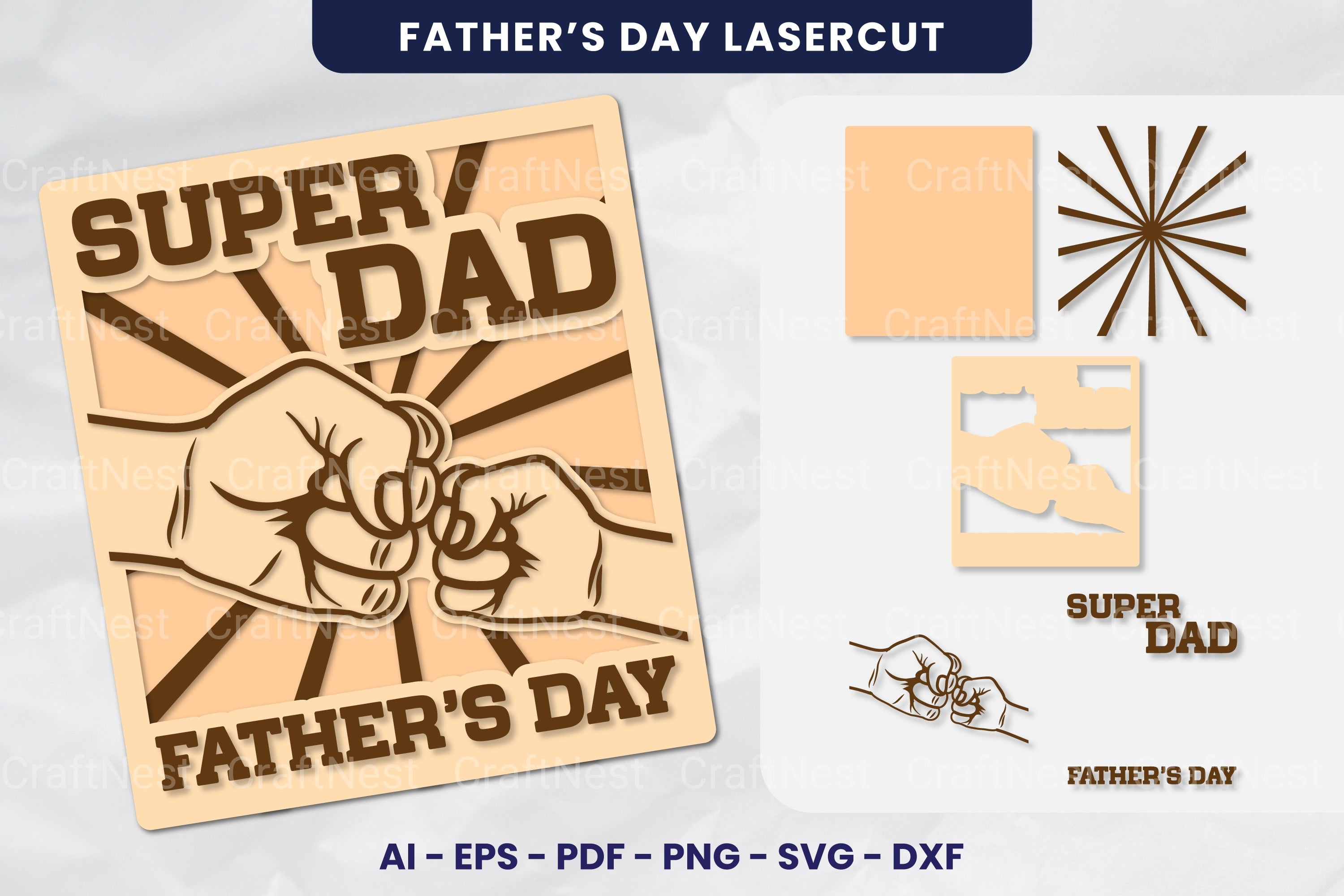 Super Dad Fist Bump Lasercut Clipart Bundle