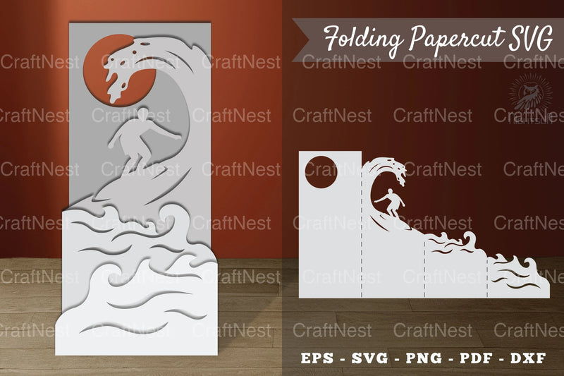 Surfing Papercut SVG Bundle - CraftNest - Digital Crafting and Art