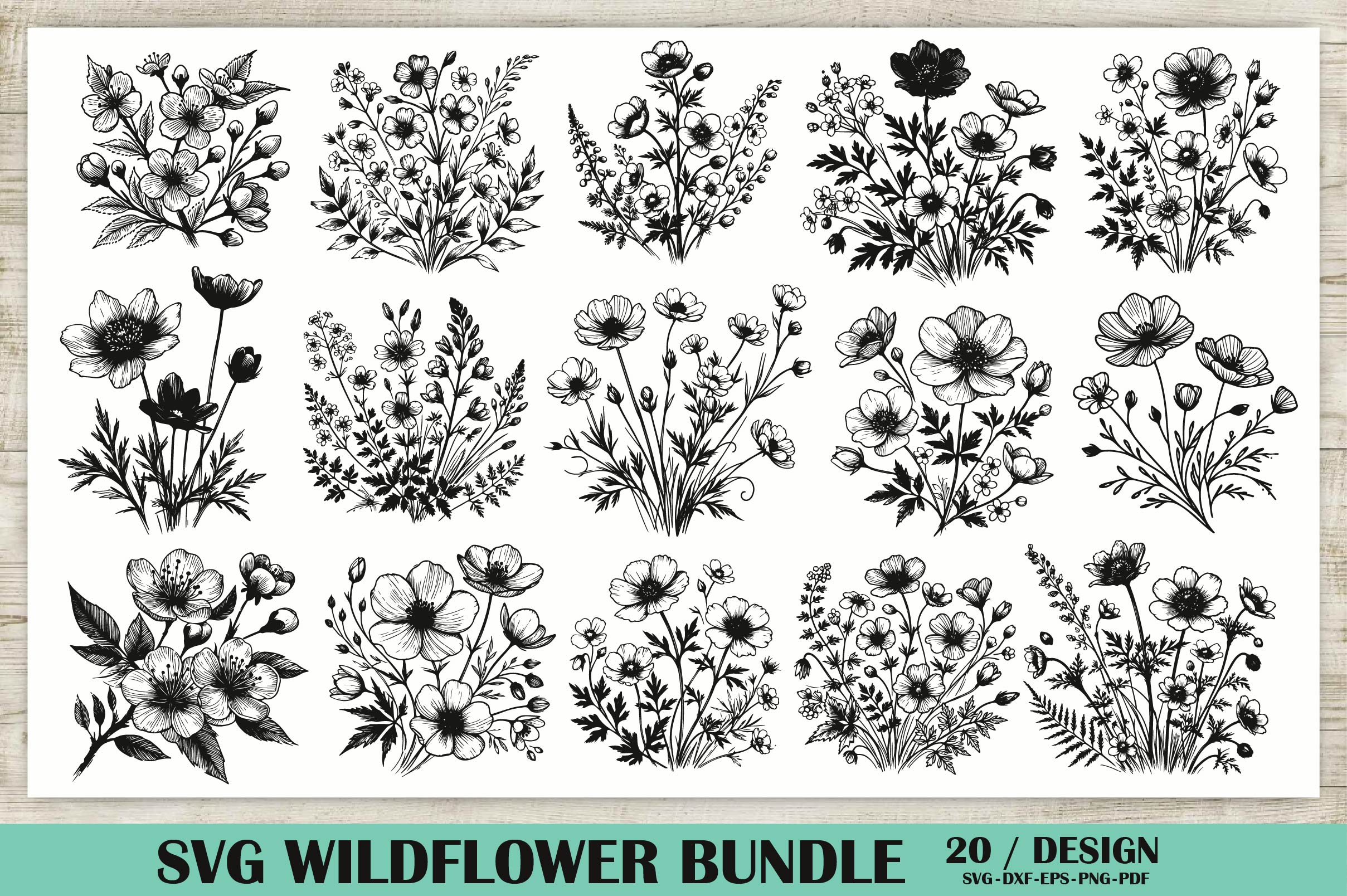 SVG Wildflower Clipart Bundle - CraftNest - Digital Crafting and Art