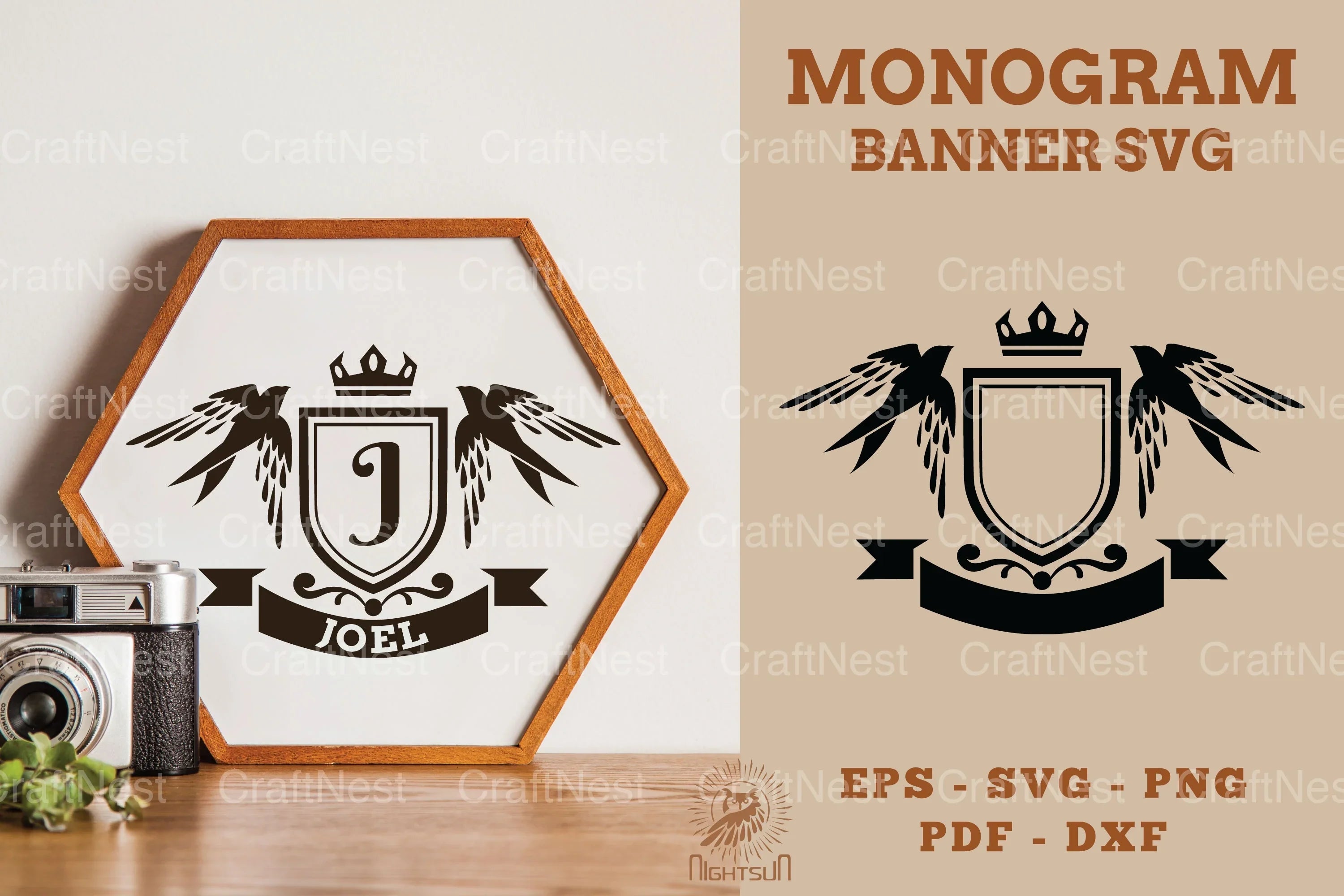 Swallow Monogram Banner SVG Bundle - CraftNest - Digital Crafting and Art