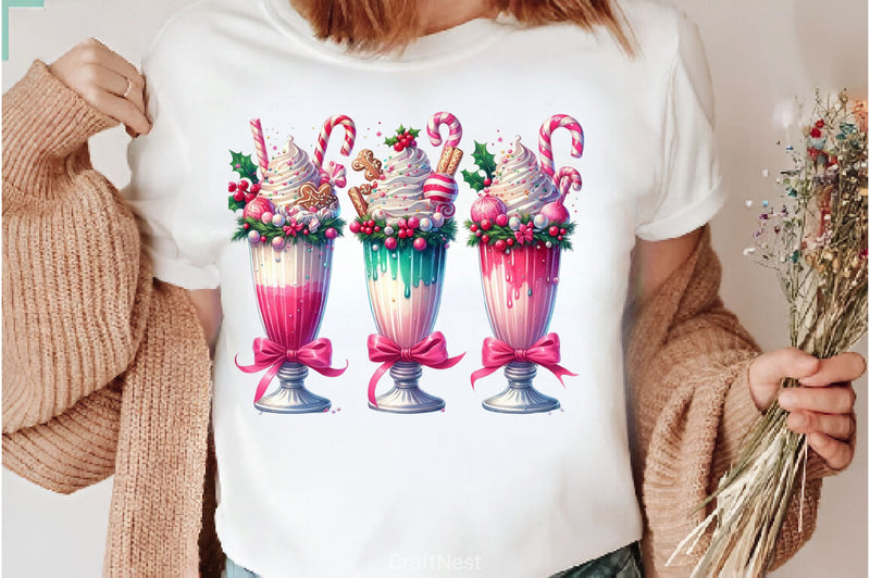 Christmas Ice Cream Cherry Milkshake Clipart Bundle 4 - CraftNest - Digital Crafting and Art