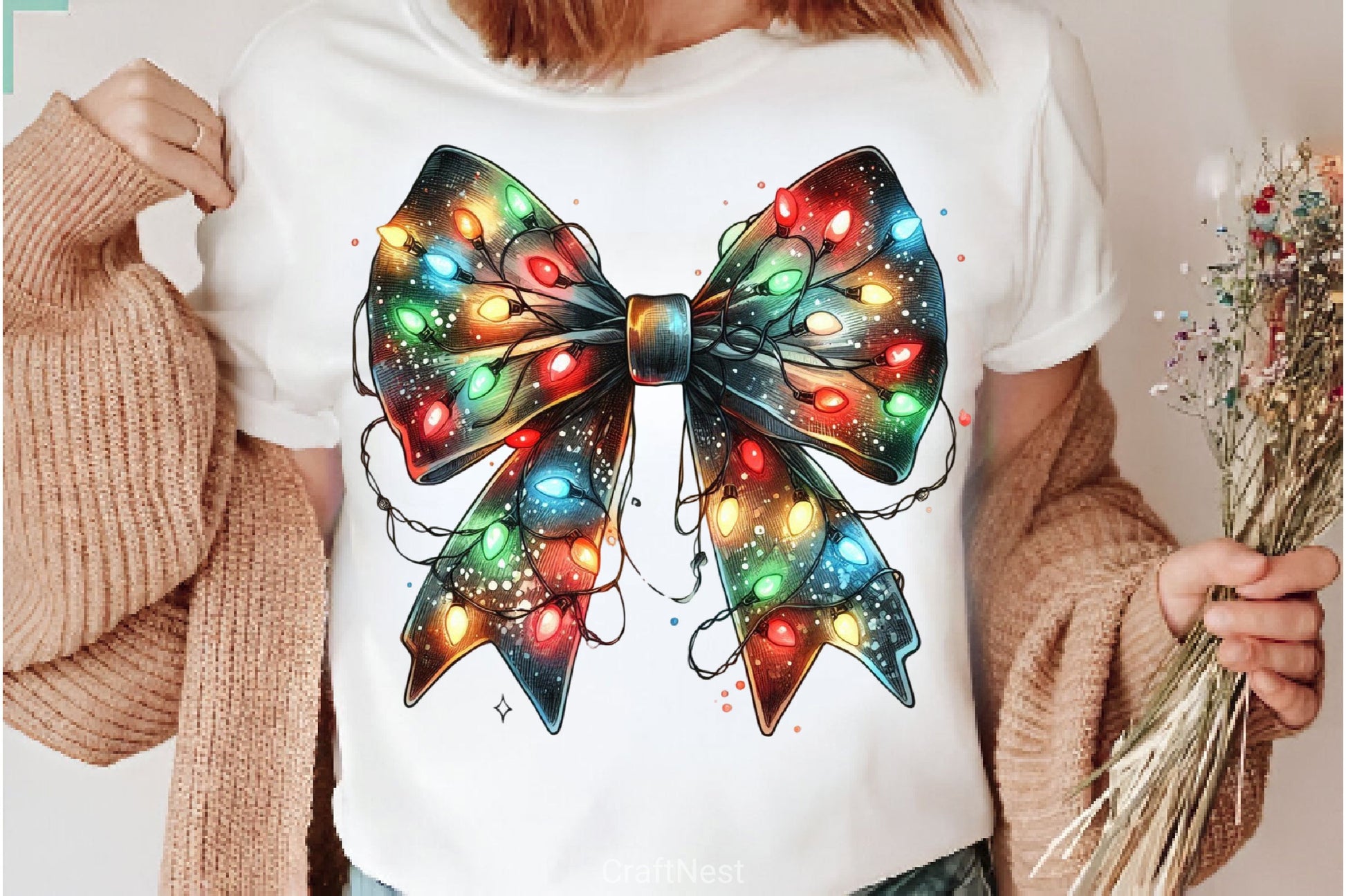 Coquette Christmas Bow Lights Bow Clipart Bundle 3 - CraftNest - Digital Crafting and Art