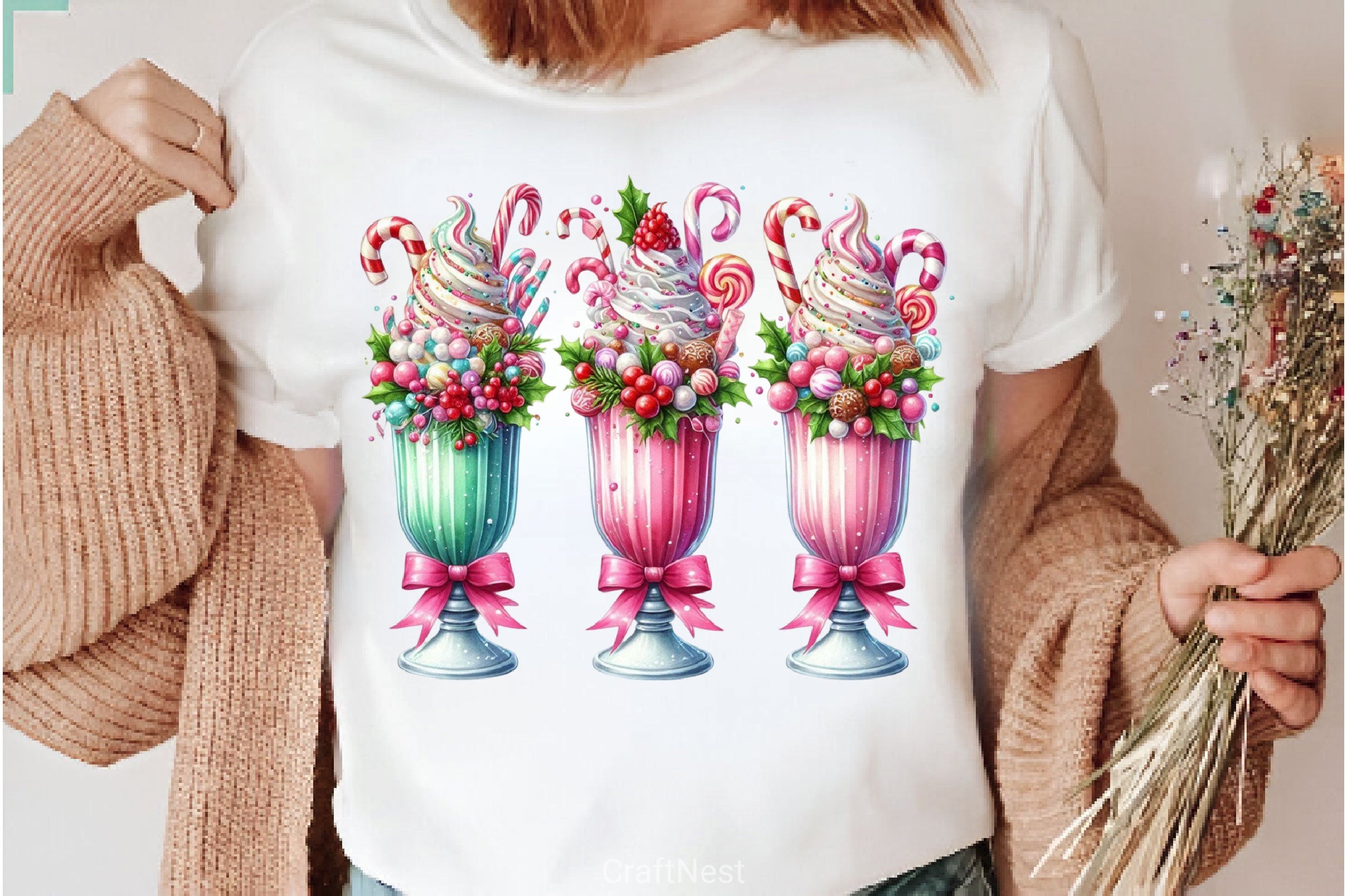 Christmas Ice Cream Cherry Milkshake Clipart Bundle 6 - CraftNest - Digital Crafting and Art