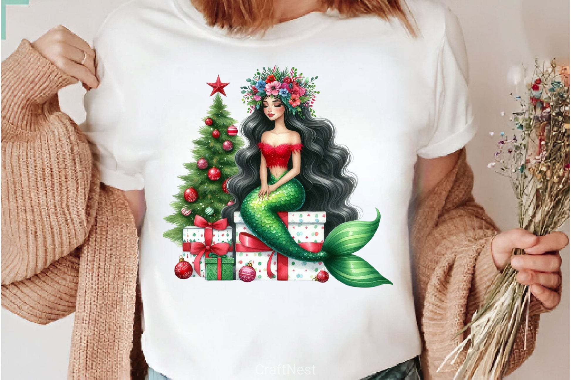 Christmas Girl Mermaid Clipart Bundle - CraftNest - Digital Crafting and Art