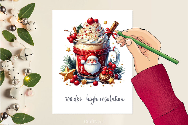 Christmas Ice Cream Cherry Milkshake Clipart Bundle 5 - CraftNest - Digital Crafting and Art