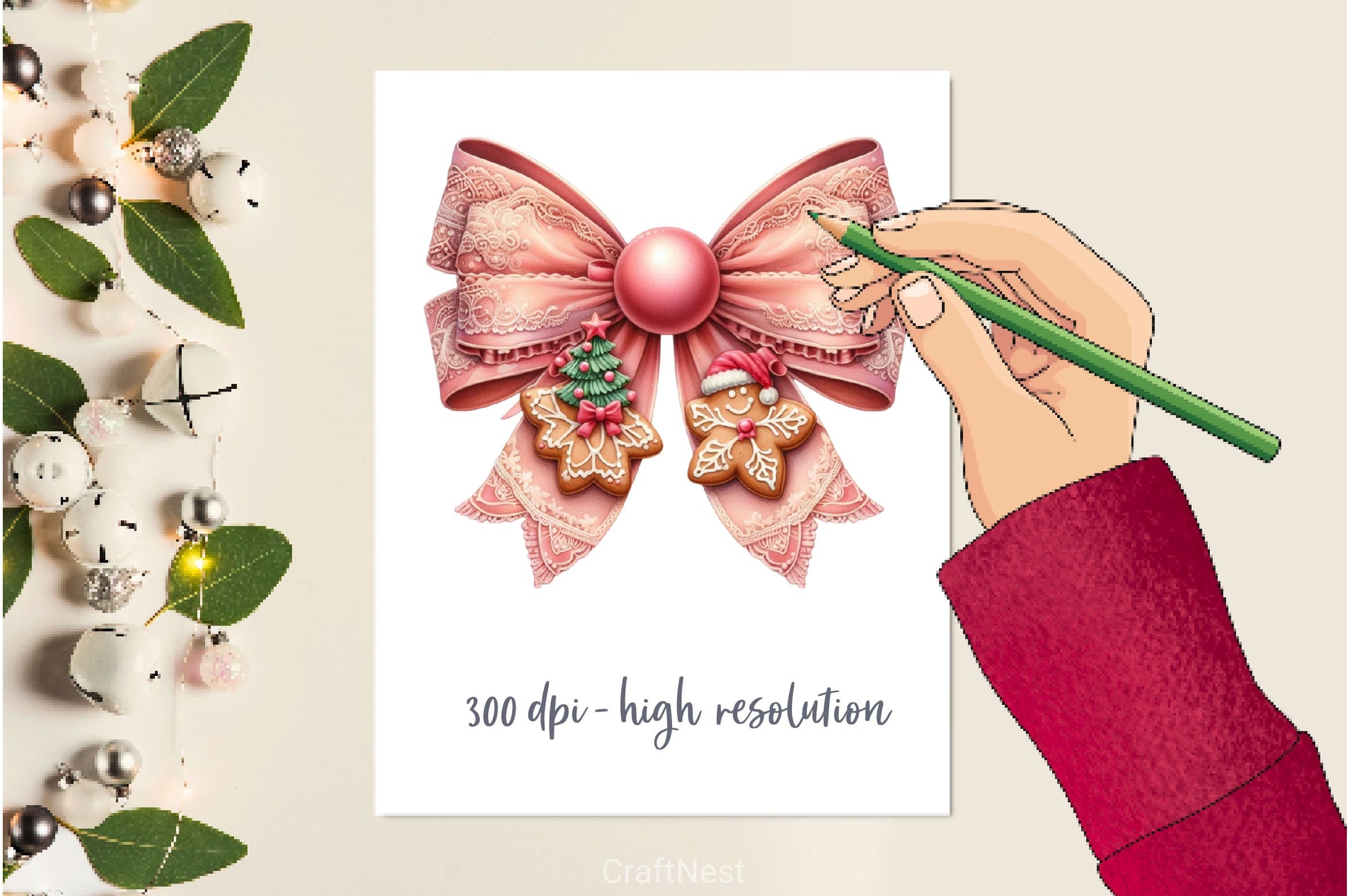Coquette Christmas Bow Clipart Bundle 5 - CraftNest - Digital Crafting and Art