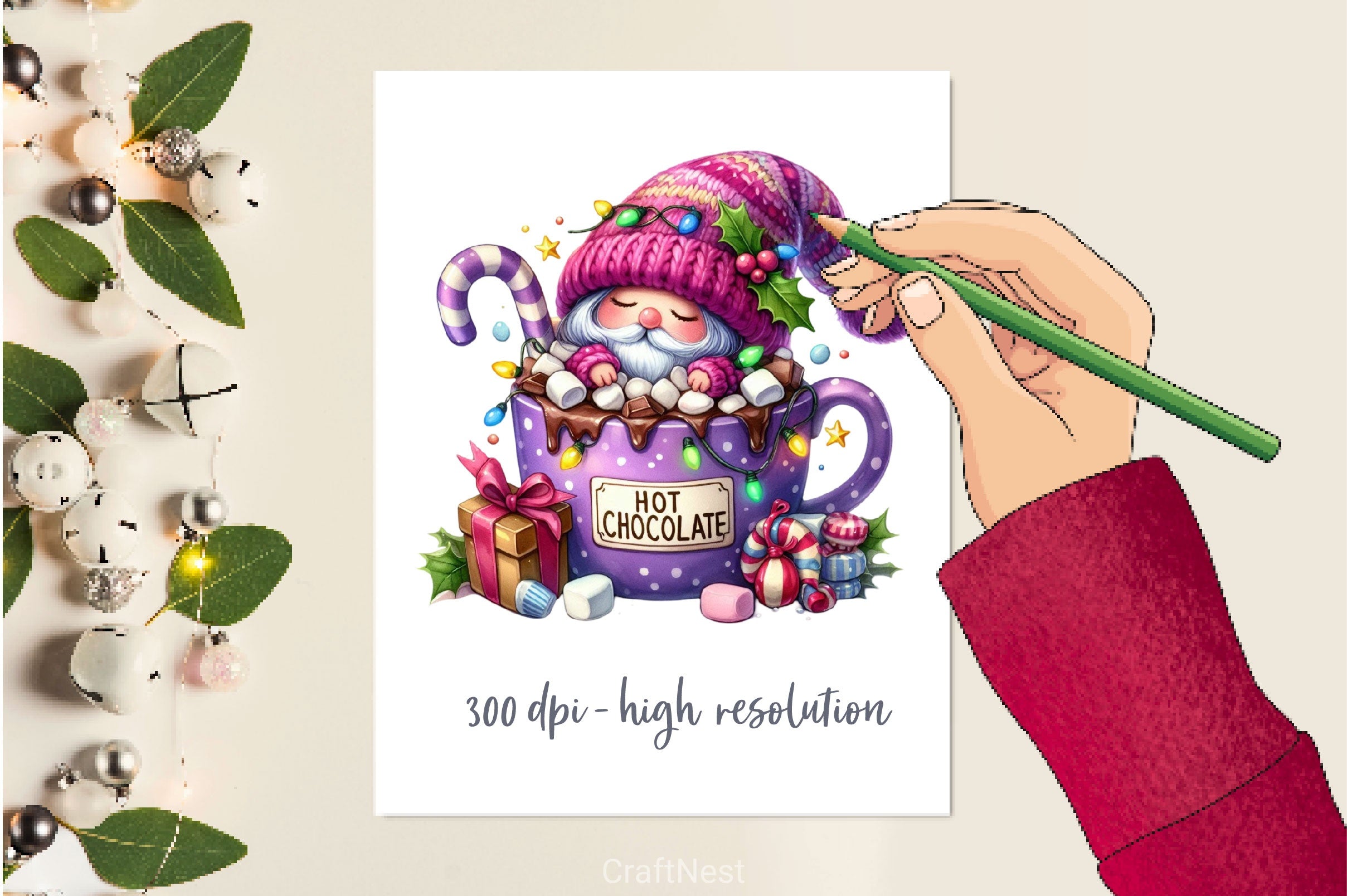 Christmas Hot Cocoa Gnomes Clipart Bundle 5 - CraftNest - Digital Crafting and Art