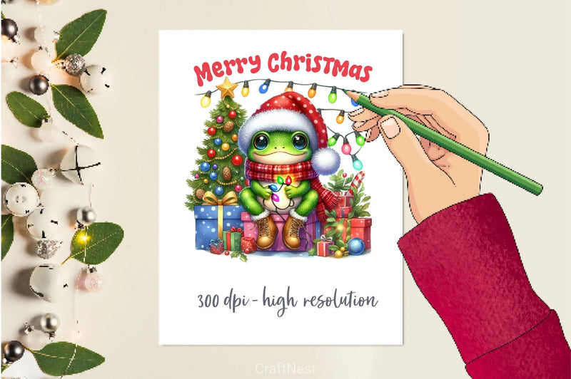 Frog Christmas Merry Christmas Clipart Bundle 2 - CraftNest - Digital Crafting and Art