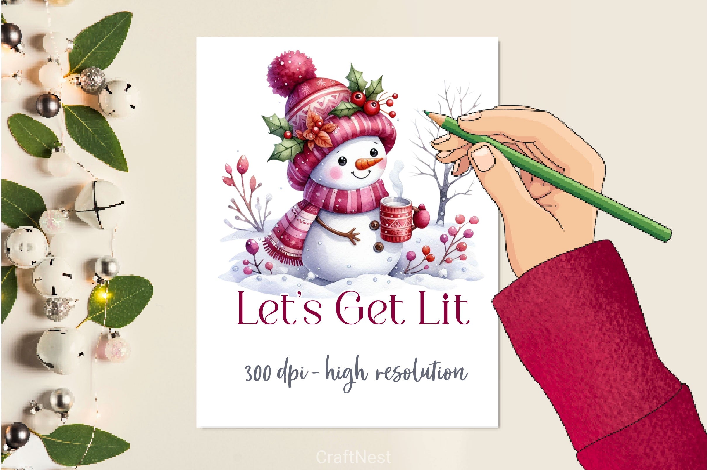 Lets Get Lit Merry Christmas Clipart Bundle 2 - CraftNest - Digital Crafting and Art