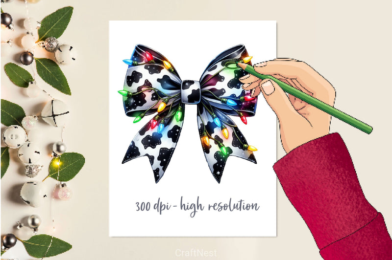 Coquette Christmas Bow Lights Bow Clipart Bundle - CraftNest - Digital Crafting and Art