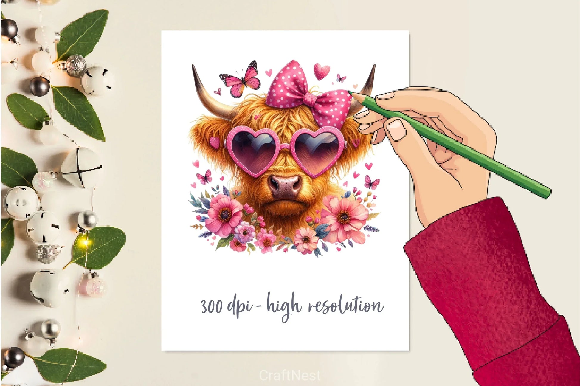 Spring Highland Cow Clipart Bundle 6 - CraftNest - Digital Crafting and Art