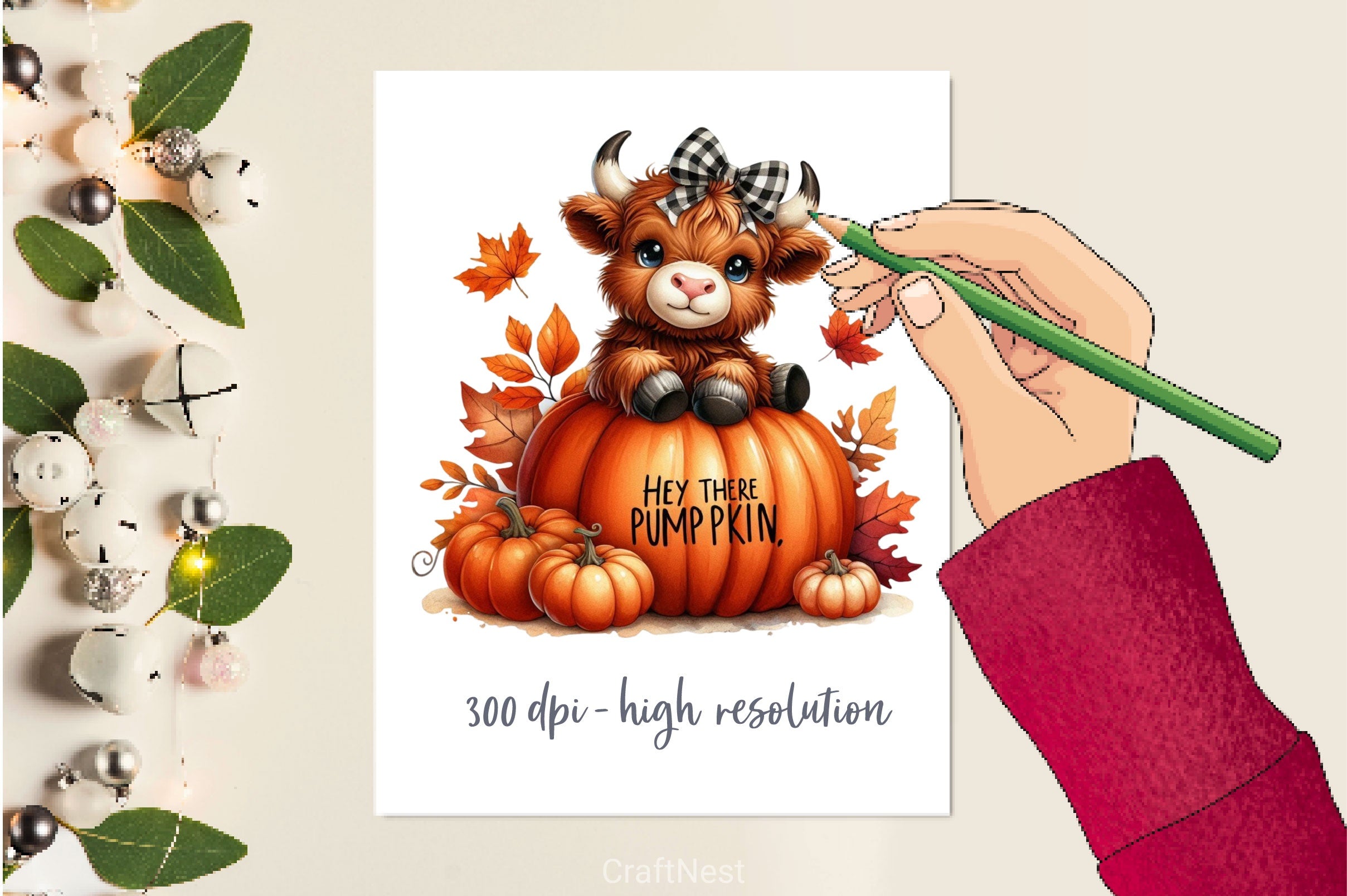 Autumn Highland Cow Clipart Bundle 3 - CraftNest - Digital Crafting and Art