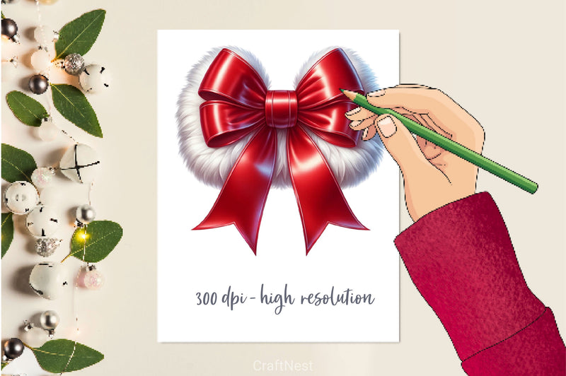 Coquette Christmas Bow Clipart Bundle 4 - CraftNest - Digital Crafting and Art