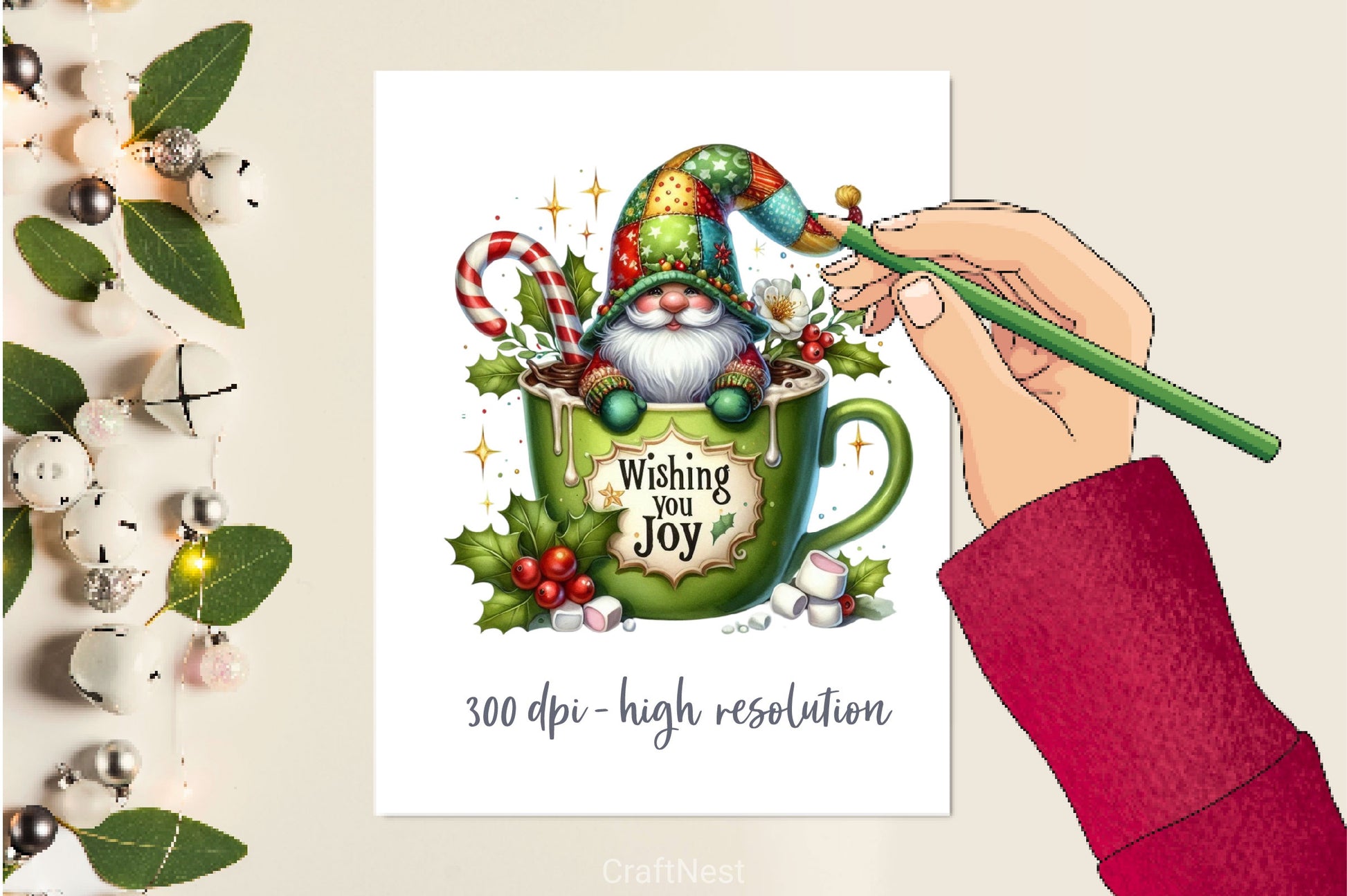 Christmas Hot Cocoa Gnomes Clipart Bundle - CraftNest - Digital Crafting and Art