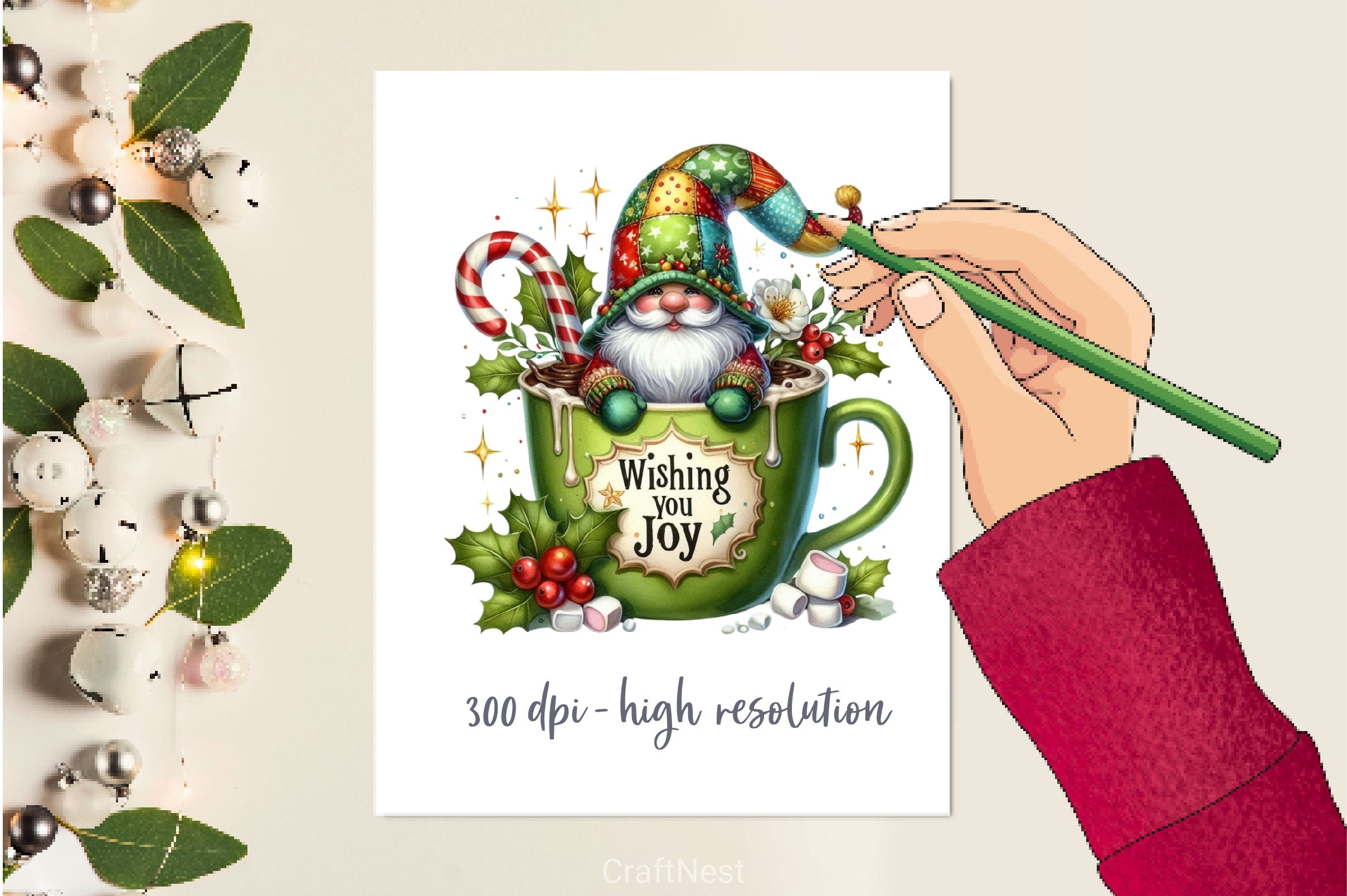 Christmas Hot Cocoa Gnomes Clipart Bundle - CraftNest - Digital Crafting and Art