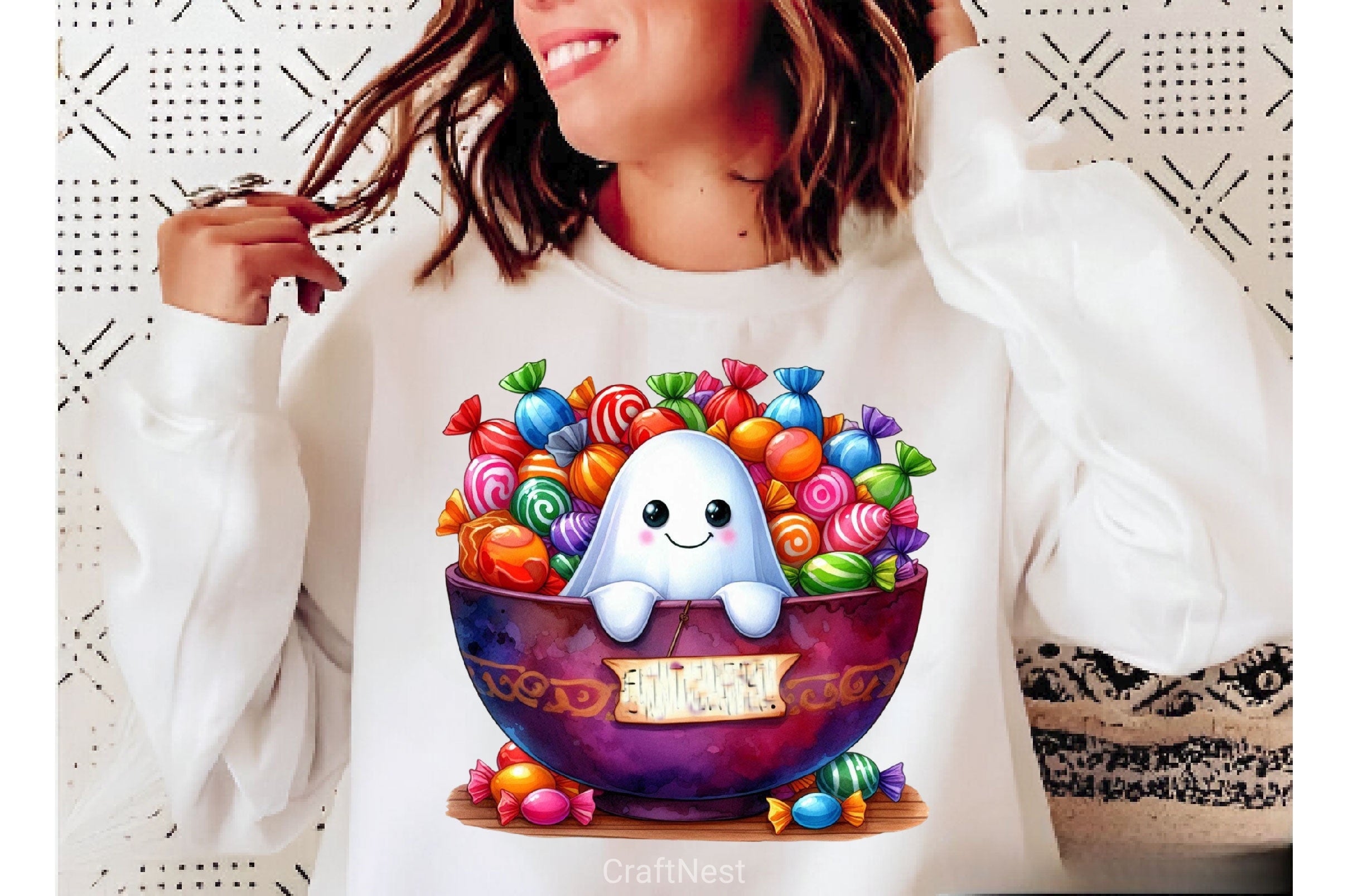 Cute Ghost With Candy Bowl Clipart Bundle 2 - CraftNest - Digital Crafting and Art