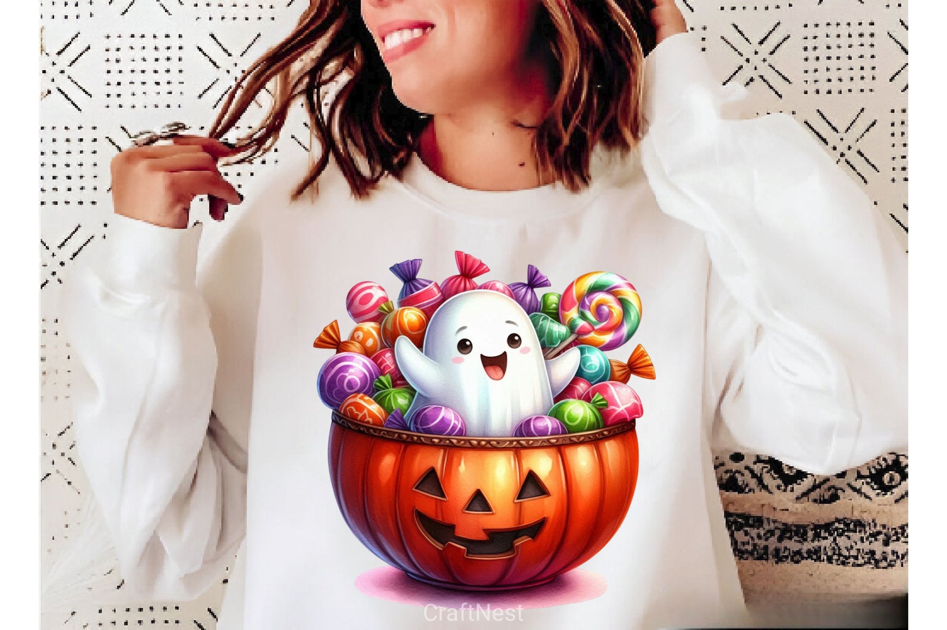 Cute Ghost With Candy Bowl Clipart Bundle 1 - CraftNest - Digital Crafting and Art