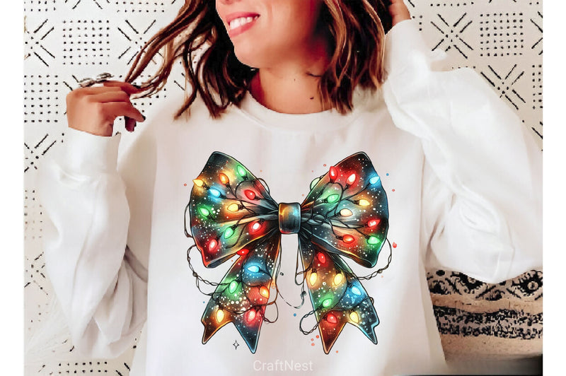 Coquette Christmas Bow Lights Bow Clipart Bundle 3 - CraftNest - Digital Crafting and Art