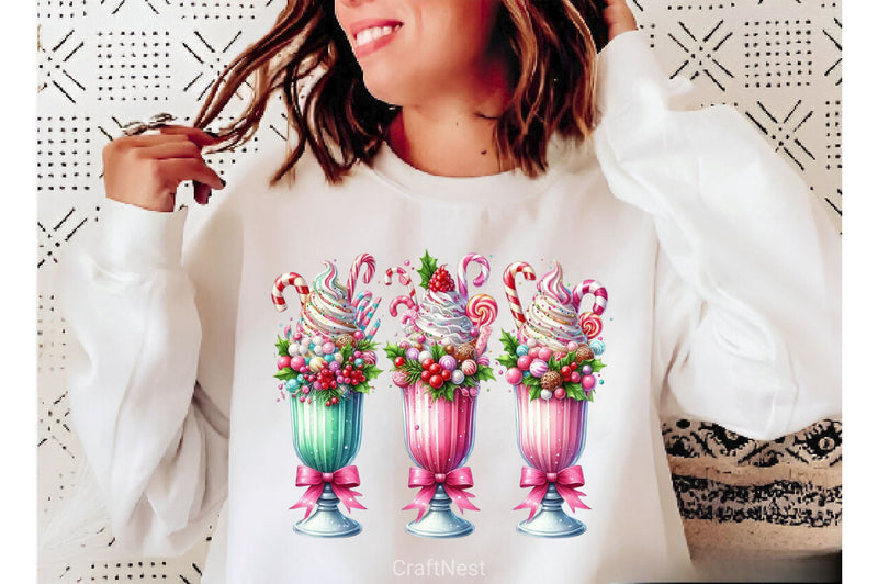 Christmas Ice Cream Cherry Milkshake Clipart Bundle 6 - CraftNest - Digital Crafting and Art