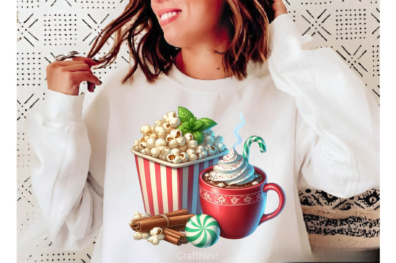 Christmas Popcorn Coffee Clipart Bundle 2 - CraftNest - Digital Crafting and Art