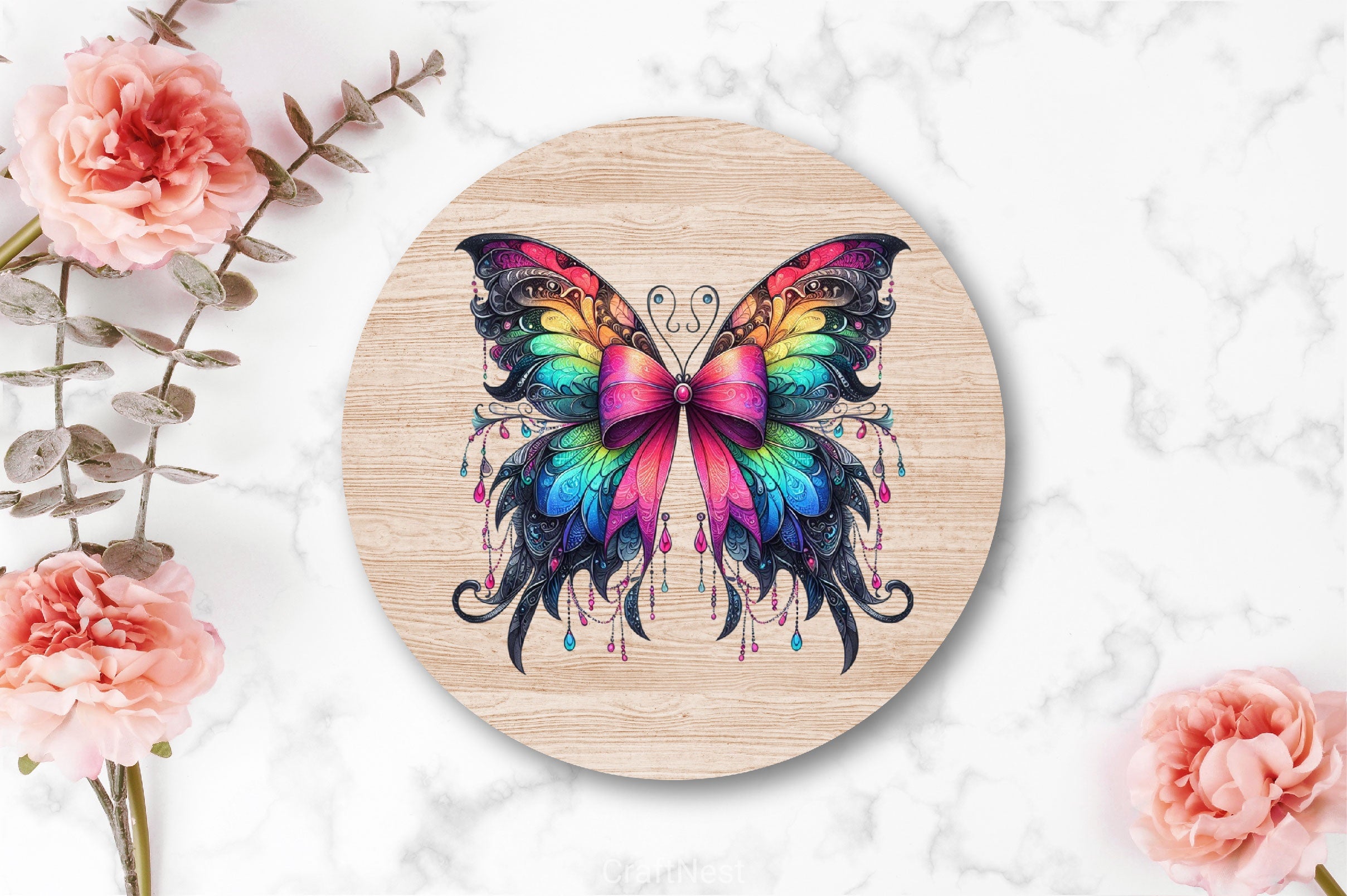 Butterfly With Bow Clipart Bundle - CraftNest - Digital Crafting and Art