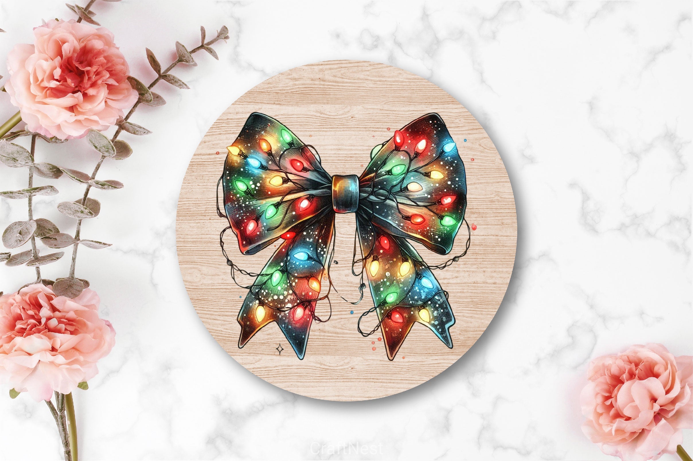 Coquette Christmas Bow Lights Bow Clipart Bundle 3 - CraftNest - Digital Crafting and Art