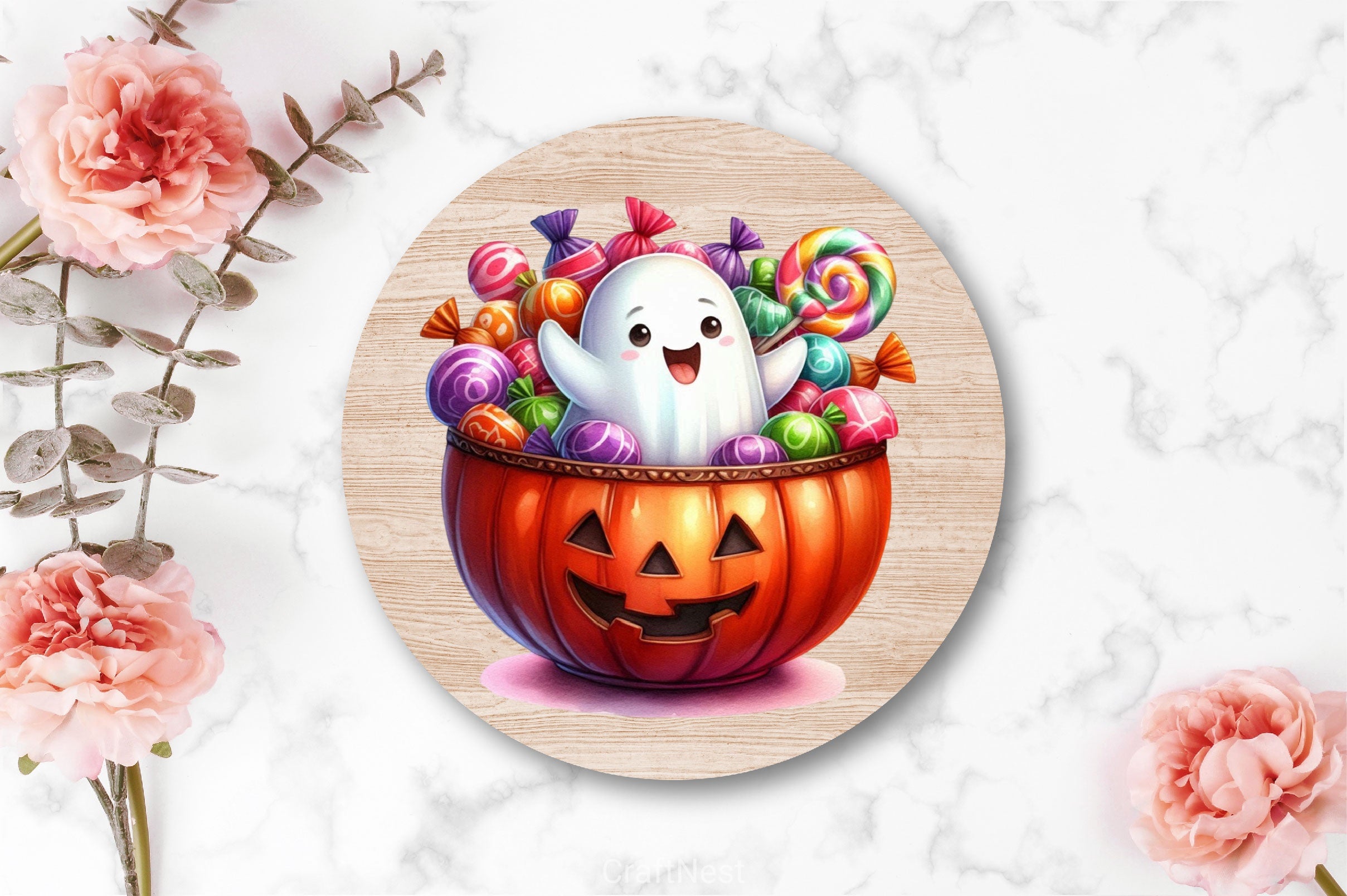 Cute Ghost With Candy Bowl Clipart Bundle 1 - CraftNest - Digital Crafting and Art