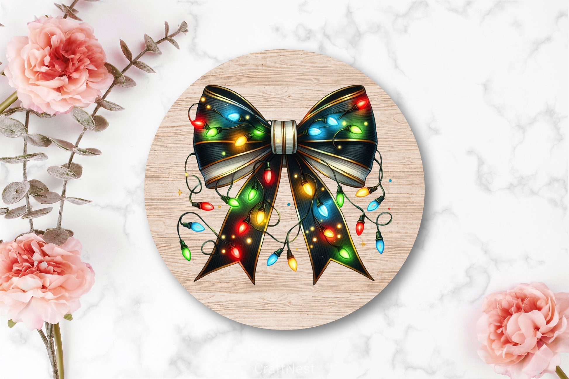 Coquette Christmas Bow Lights Bow Clipart Bundle 4 - CraftNest - Digital Crafting and Art