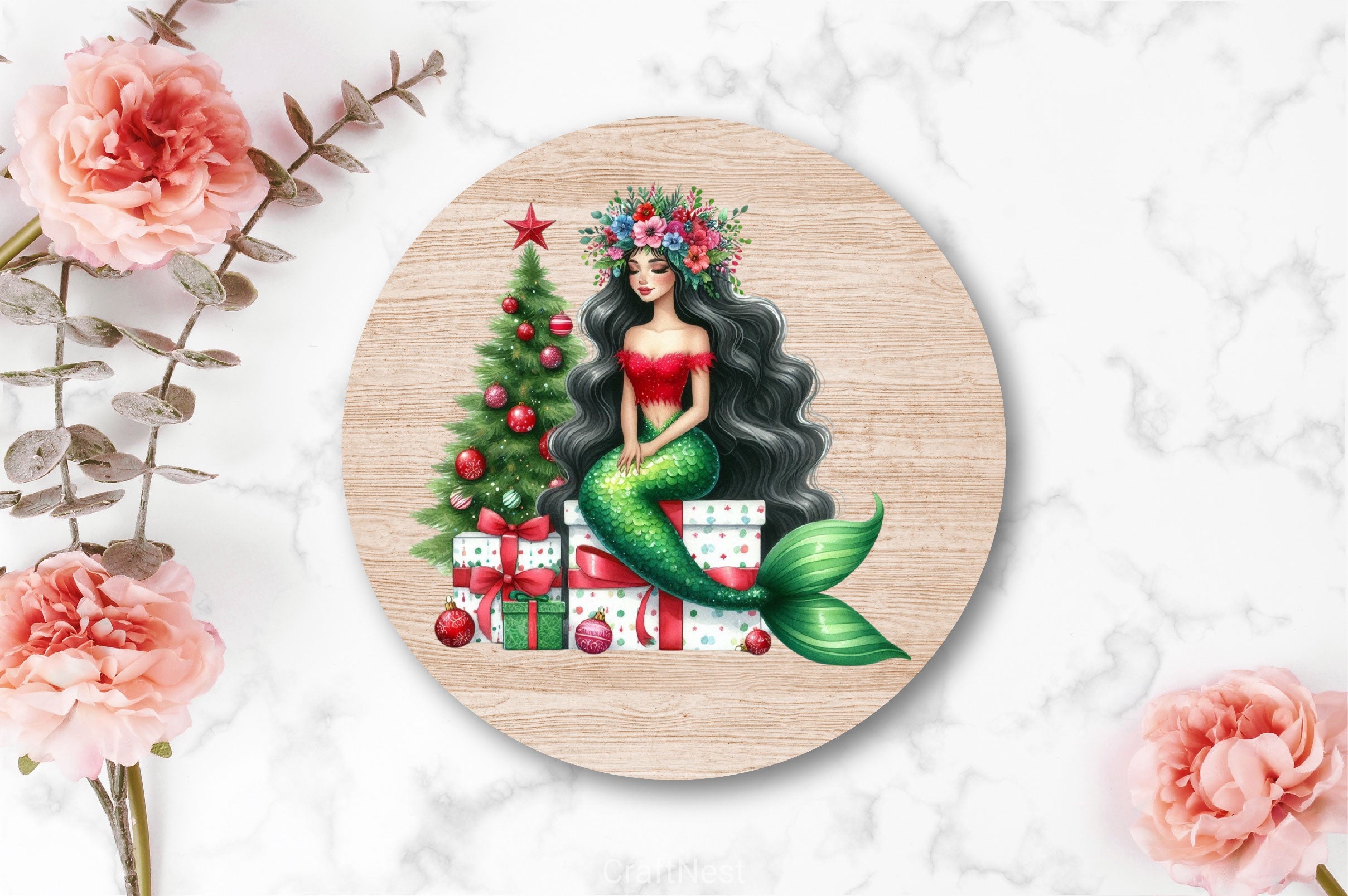 Christmas Girl Mermaid Clipart Bundle - CraftNest - Digital Crafting and Art