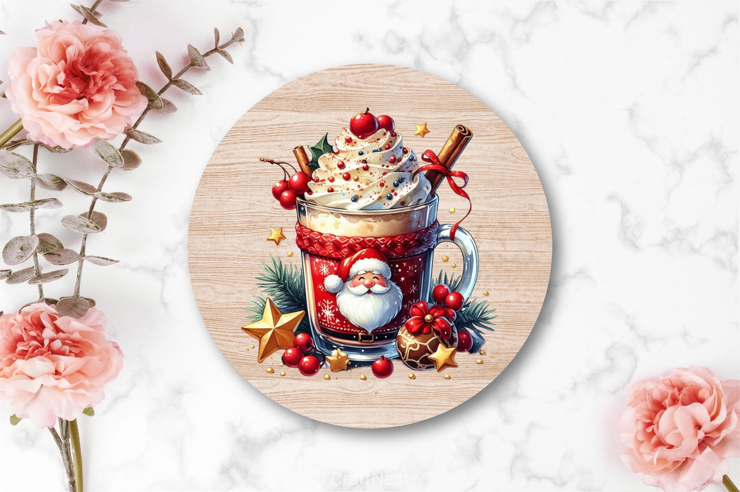 Christmas Ice Cream Cherry Milkshake Clipart Bundle 5 - CraftNest - Digital Crafting and Art