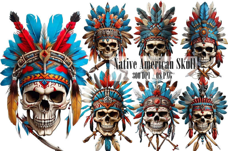 Native American Skull Art Clipart Bundle - CraftNest - Digital Crafting and Art