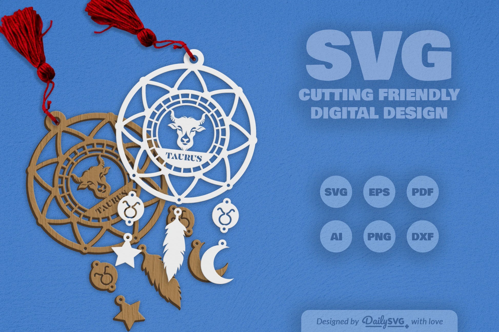 Taurus Dream Catcher Laser Cut Clipart Set - CraftNest - Digital Crafting and Art